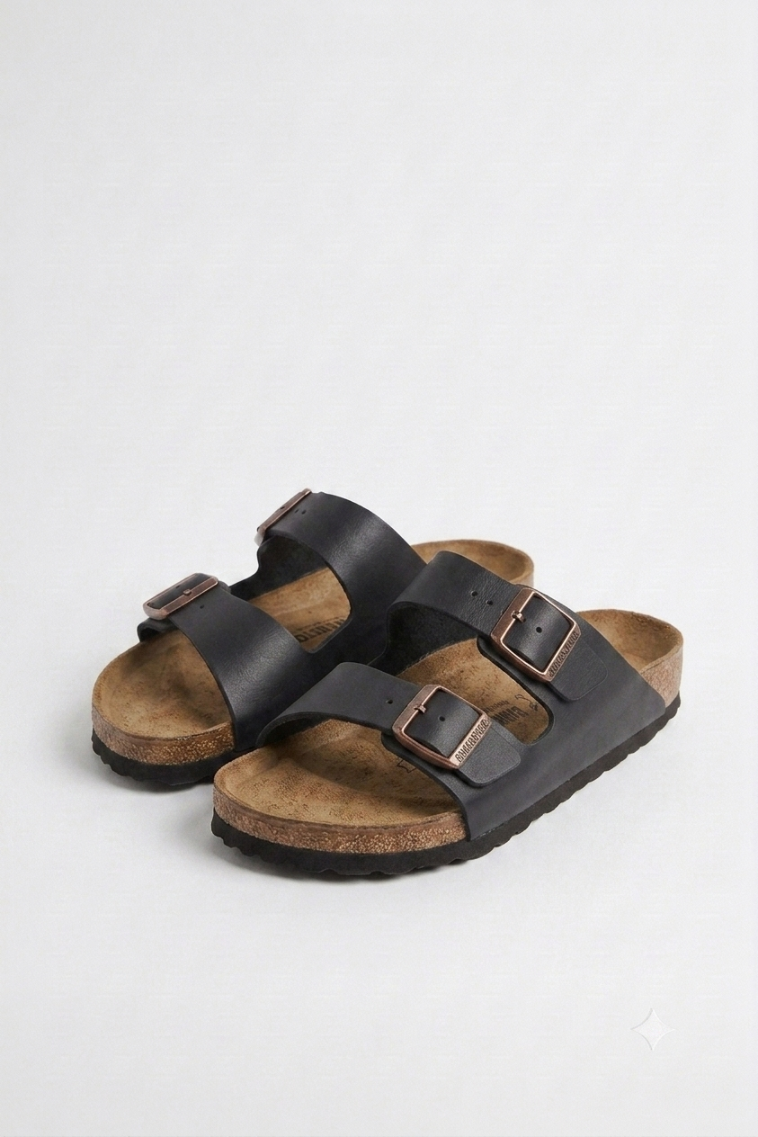 Sandales Double Boucle  Noir– Yasmo Shoes